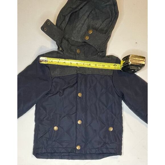 London Fog 3T Boys Quilted Winter Jacket Removable Hood Navy Blue Toddler Coat - Picture 3 of 10